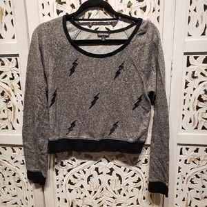 Express Gray Cropped Lightening Long Sleeve Shirt